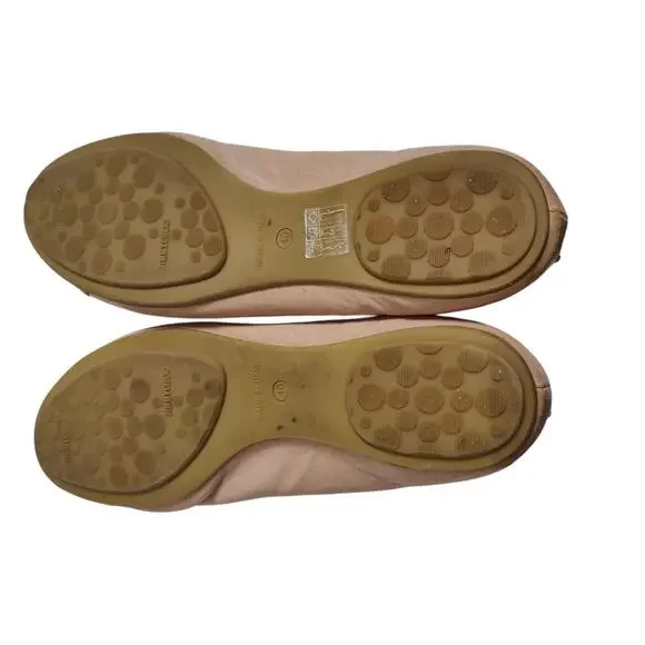 Jimmy Choo Sz 40 (US 10) Pink Gold Metallic Sparkle Cap Toe Ballet Flat Leather - Picture 7 of 10